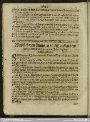 Was sich von Anno 1627. biß auff gegenwertige Herbstmeß deß 1628. Jahrs begeben und zugetragen