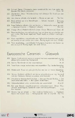 Europeesche Ceramiek - Glaswerk (Nr. 809-828)