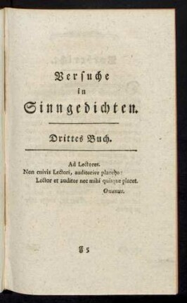 Versuche in Sinngedichten. Drittes Buch