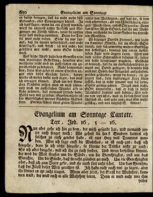 Evangelium am Sonntage Cantate. Text, Joh. 16, 5-16.