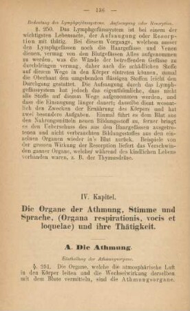 IV. Kapitel. Die Organe der Athmung, Stimme und Sprache, (Organa respirationis, vocis et loquelae) und ihre Thätigkeit