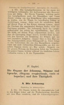 IV. Kapitel. Die Organe der Athmung, Stimme und Sprache, (Organa respirationis, vocis et loquelae) und ihre Thätigkeit