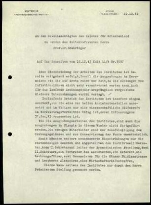 DAI Athen an E. Boehringer
