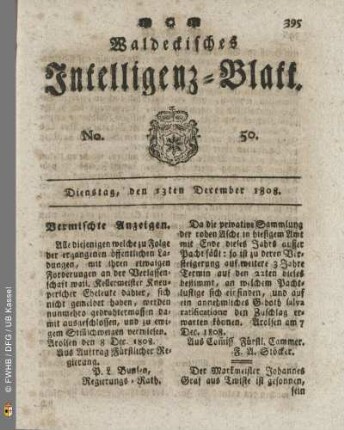 No. 50. Dienstag, den 13ten December 1808