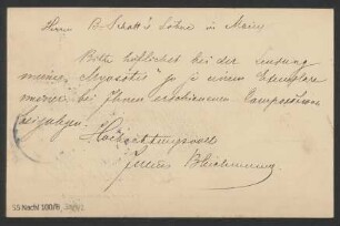 Brief an B. Schott's Söhne : 1888