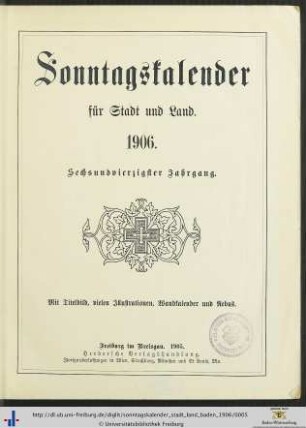 46. Jahrgang: Sonntagskalender für Stadt und Land