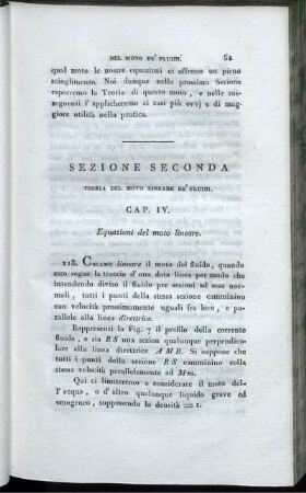 Sezione Seconda. Teoria Del Moto Lineare De' Fluidi.
