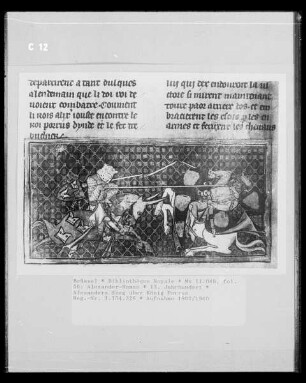 Ms 11040, Alexander-Roman, fol. 50: Alexanders Sieg über König Porrus