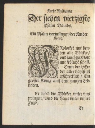 Der sieben vierzigste Psalm Davids.