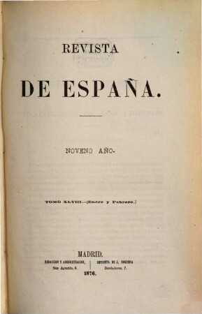 Revista de España. 48 = Año 9. 1876