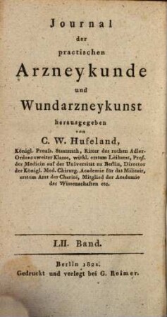 Journal der practischen Heilkunde. 52 = Bd. 45. 1821