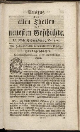 LI. Nachl. Coburg, den 19. Dec. 1750.