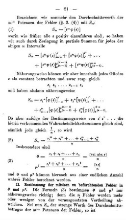 Mittlerer zu befürchtender Fehler dieser Bestimmungen. Die directe Ermittlung des mittlern Fehlers m aus der Quadratsumme der e ist die genaueste Bestimmungsweise.