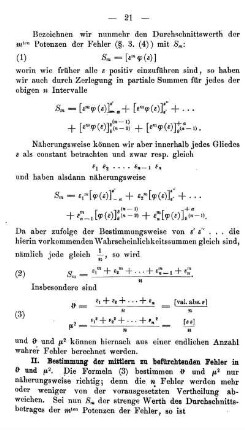 Mittlerer zu befürchtender Fehler dieser Bestimmungen. Die directe Ermittlung des mittlern Fehlers m aus der Quadratsumme der e ist die genaueste Bestimmungsweise.