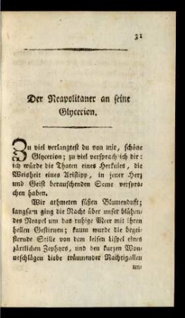 Der Neapolitaner an seine Glycerion.