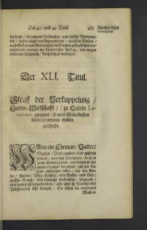 Der XLI. - L. Titul.