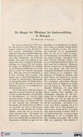 Die Gruppe der Altertümer der Landesausstellung in Budapest