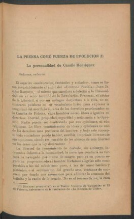 La prensa como fuerza de evolución : La personalidad de Camilo Henríquez