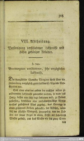 VIII. Abtheilung. Verfertigung verschiedener Lakfirnisse und dahin gehöriger Arbeiten
