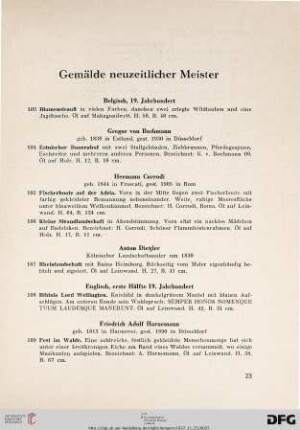 Gemälde neuzeitlicher Meister (Nr. 103-145)