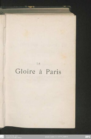 La gloire à Paris