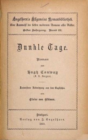 Dunkle Tage : Roman