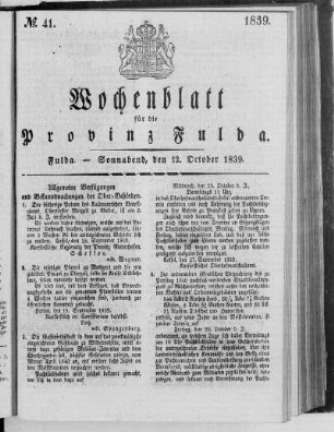 No. 41, Ausgabe vom 12. Oktober 1839