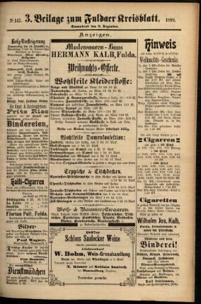 Vierte Ausgabe vom Samstag, den 09. Dezember 1899.