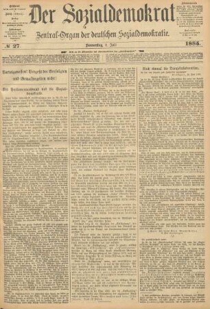 No 27. Donnerstag, 2. Juli 1885.