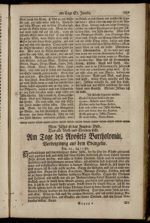 Am Tage des Apostels Bartholomäi