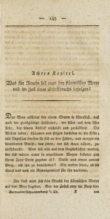 Achtes Kapitel. Was für Regeln soll man bey stürmischen meere und im Fall eines Schiffbruchs befolgen?