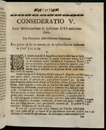 31-38, CONSIDERATIO V. Inter Misericordiam & Justitiam DEI ambulandum.