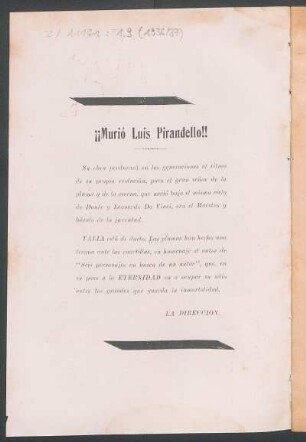 ¡¡Murió Luis Pirandello!!