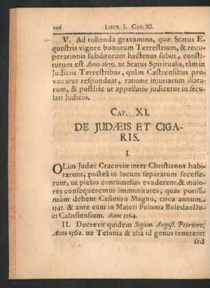 Cap. XI. De Iudaeis Et Cigaris.