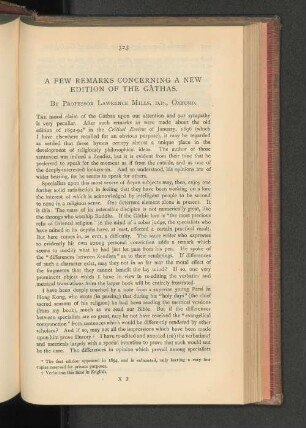 A Few Remarks Concerning a New Edition of the Gathas.