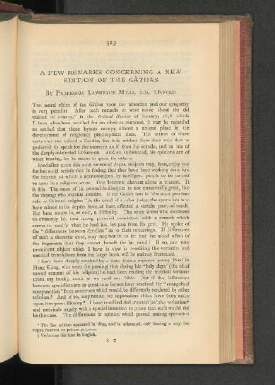 A Few Remarks Concerning a New Edition of the Gathas.