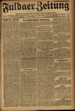 Erste Ausgabe vom Donnerstag, den 20. März 1924.
