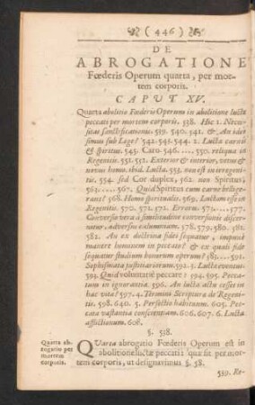 De Abrogatione Foederis Operum quarta, per mortem corporis. Caput XV.