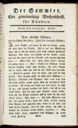 Neun und vierzigstes Stück.