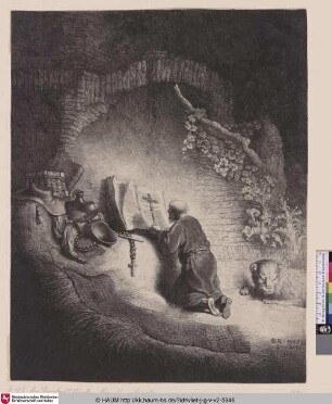 [Der Hl. Hieronymus kniend beim Gebet; St. Jerome kneeling in Prayer]