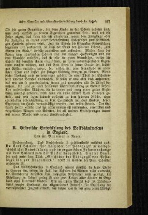 Historische Entwickelung des Volksschulwesens in England