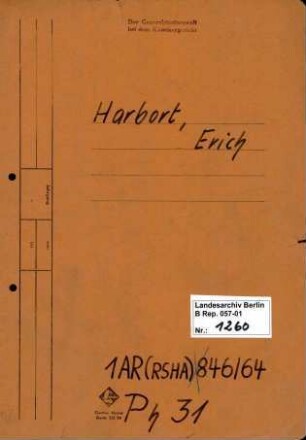 Personenheft Erich Harbort (*17.07.1905), SS-Untersturmführer