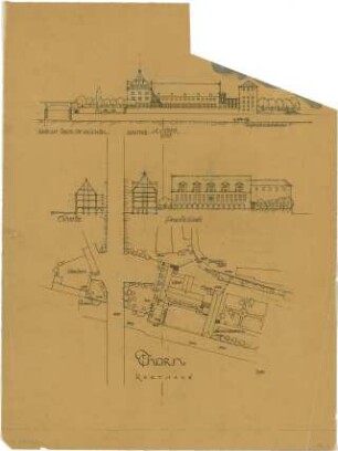 Döllgast, Hans; Thorn (Torun, Polen); Rasthaus - Lageplan; Ansichten; Schnitte