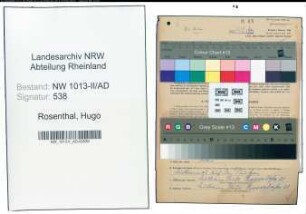 Entnazifizierung Hugo Rosenthal , geb. 08.08.1897 (Strassenbahnfahrer)
