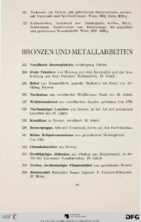 Bronzen und Metallarbeiten (Nr. 333-352)