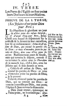 Preuve De La I. These. (Les Jesuites n'ont point Dieu pour Pere.)