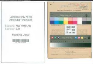 Entnazifizierung Josef Mensing , geb. 15.01.1902 (Weber)