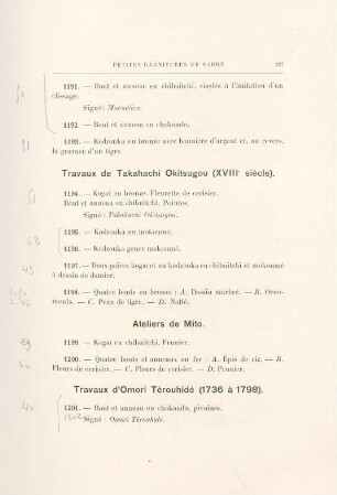Travaux de Takahachi Okitsugou (XVIIIe siècle)