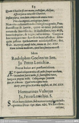 Hermannus Vulteius, Jo. Petro Lotichio