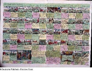 Le jeu de la guerre : Le jeu de la guerre oú ce qui...Kupferstich, koloriert; 47,4 x 68 cm